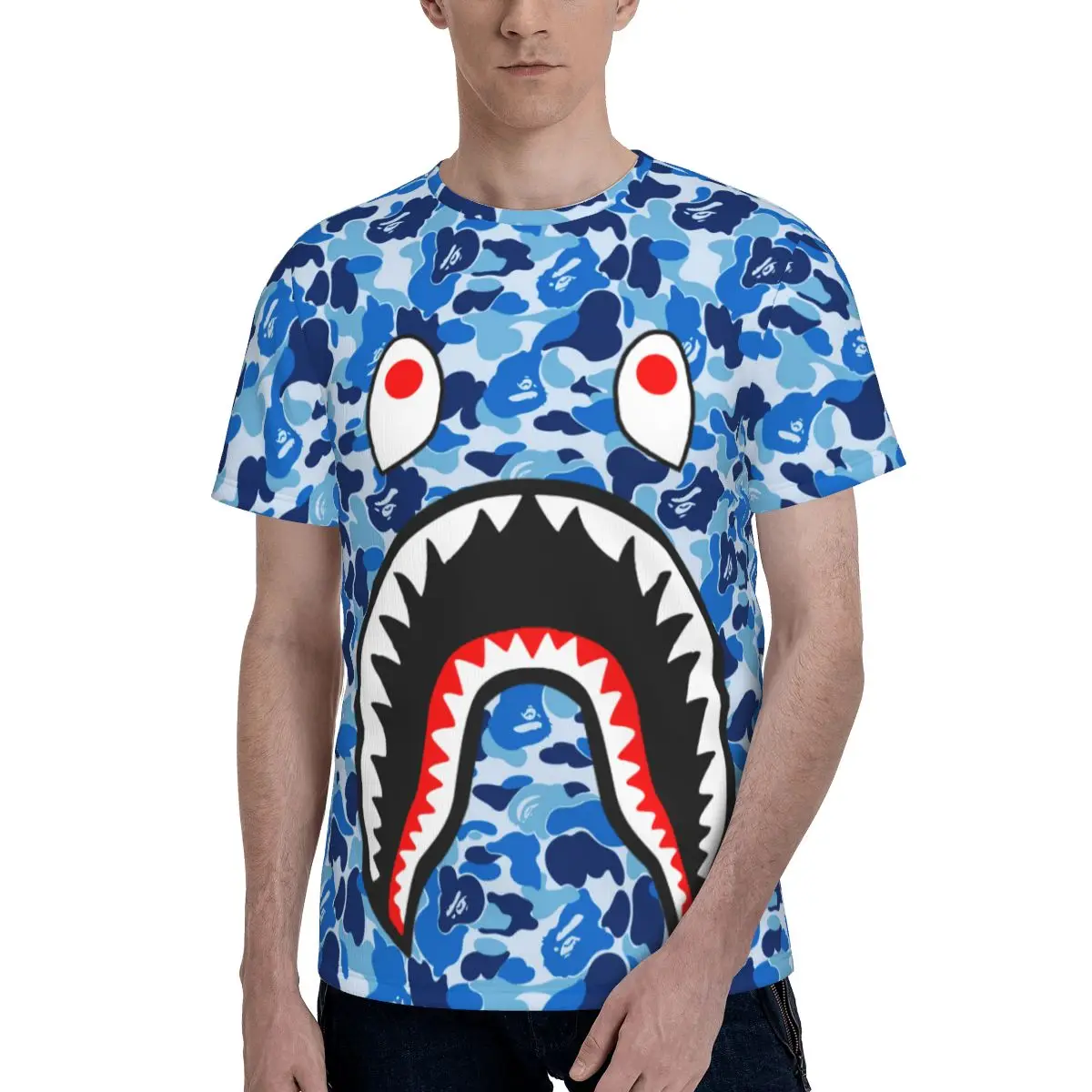 

Shark Men's Short Sleeve T-Shirt Full Printing Cool Design Shirt Novelty Tees T-Shirt for Mens Boys