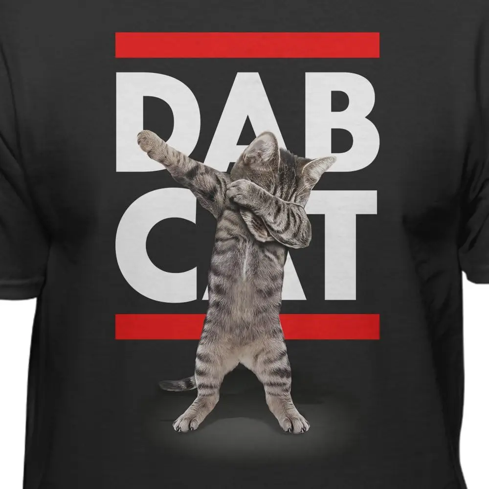 Забавная мужская черно-красная и белая футболка DAB CAT