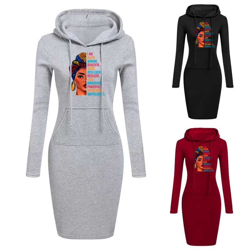 Women Hoodie Dresses Women Beautiful Letters Print Sweatshirts Long Dress Fashion 2022 Oversize Ladies Hoodies Oversized