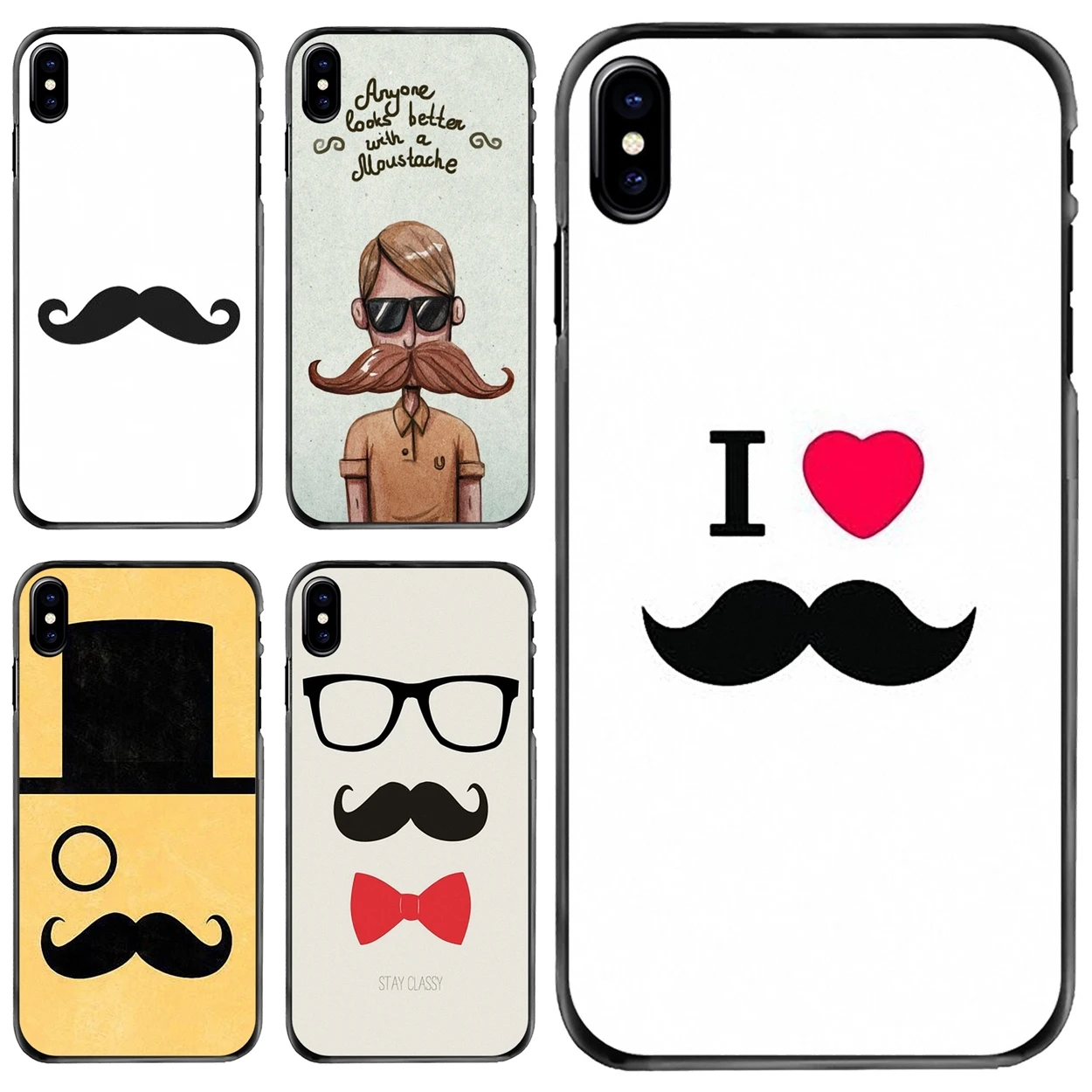 

For Apple iPhone 11 12 13 14 Pro MAX Mini 5 5S SE 6 6S 7 8 Plus 10 X XR XS Hard Phone Skin Case Moustache beard ustache mustache