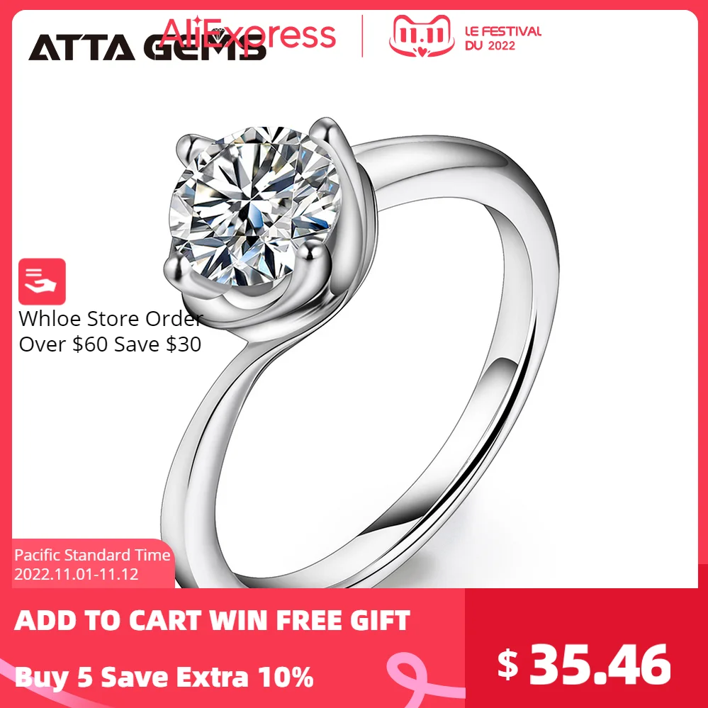 

Кольцо женское обручальное из серебра кольцо с круглым бриллиантом пробы, 925 пробы, 6,5 карата, D