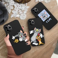 cartoon toms jerry phone case for iphone 13 12 11 pro mini xs max 8 7 plus x 2020 xr silicone soft cover