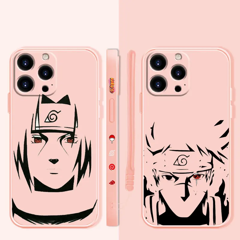 

Candy Color Silicone Case For iPhone 13 12 11 Pro Max Mini X XR XS Max 7 8 6 6s Plus SE Liquid Cover Naruto Itachi Kakashi