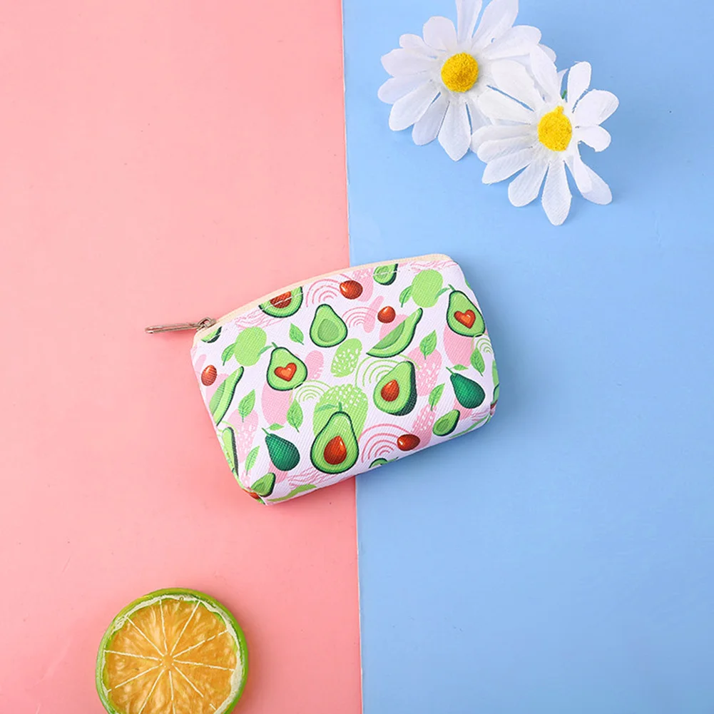 Money Change Bag Mini Small Wallet Change Bag Zipper Coin Purse Lovely Fruit Avocado Wallet Credit Card Holder Case Storage Bag