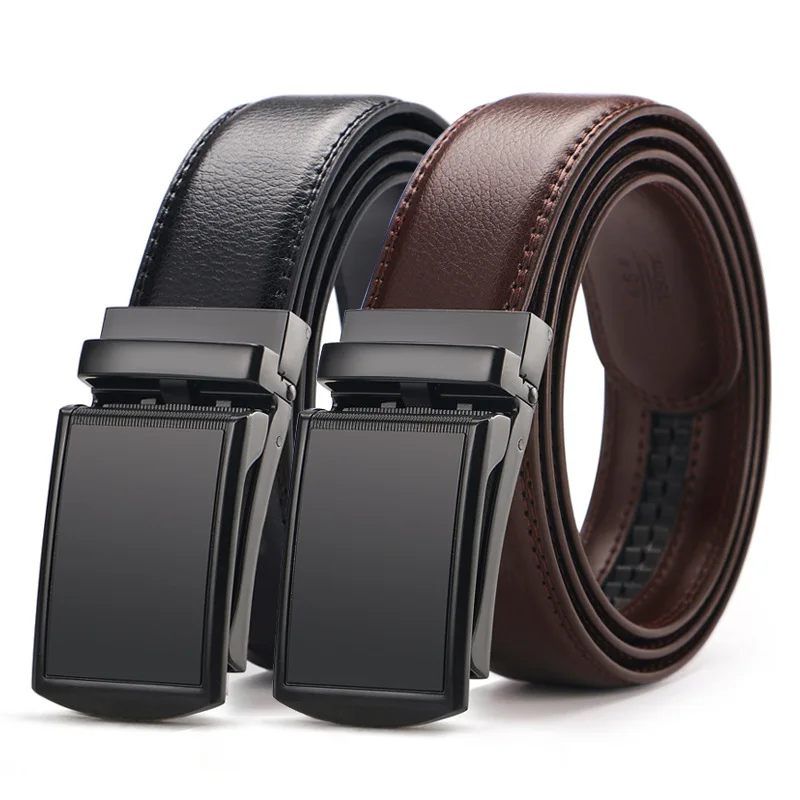 

Plyesxale Men Belts Genuine Leather Luxury Ratchet Dress Belt For Men High Quality Black Coffee Formal Belts Dropshipping G83