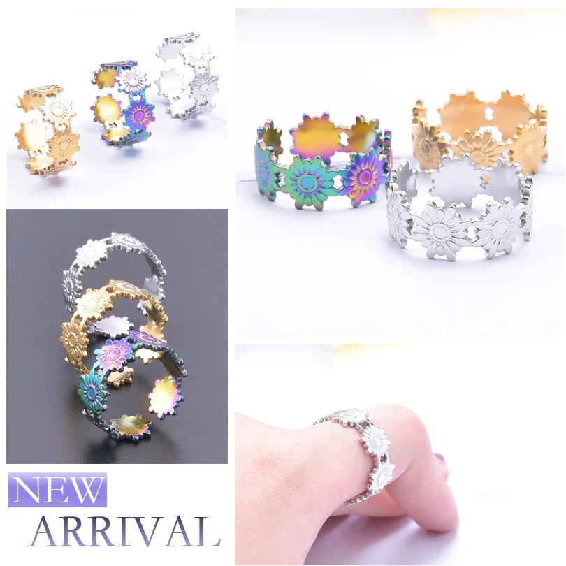 

Korean Fashion Daisy Flowers Rings Girls Open Adjustable Ring Wedding Ring Women Travel Party Jewelry Birthday Gift Wedding