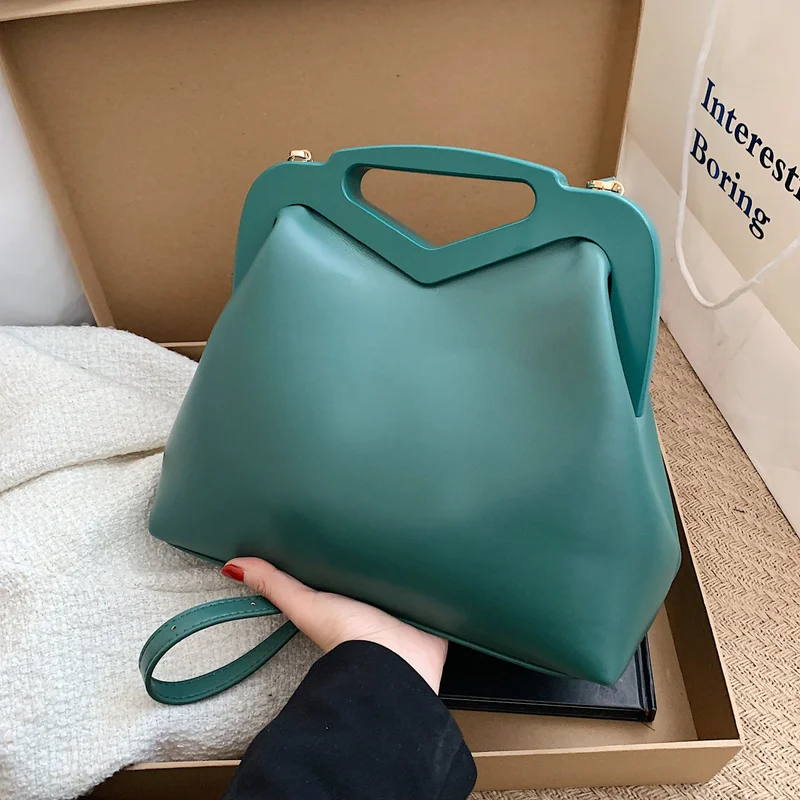 

Высококачественная перевернутая треугольная сумка с зажимом, брендовые сумки через плечо для женщин 2022, сумка через плечо из искусственной...