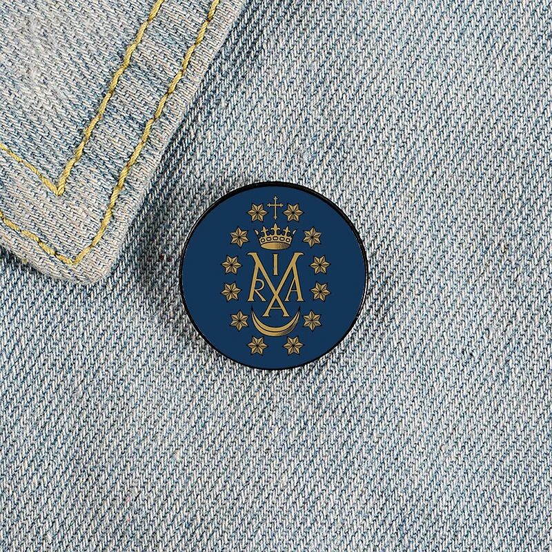 

Miraculous Medal Printed Pin Custom Funny Brooches Shirt Lapel Bag Cute Badge Cartoon Cute Jewelry Gift for Lover Girl Friends