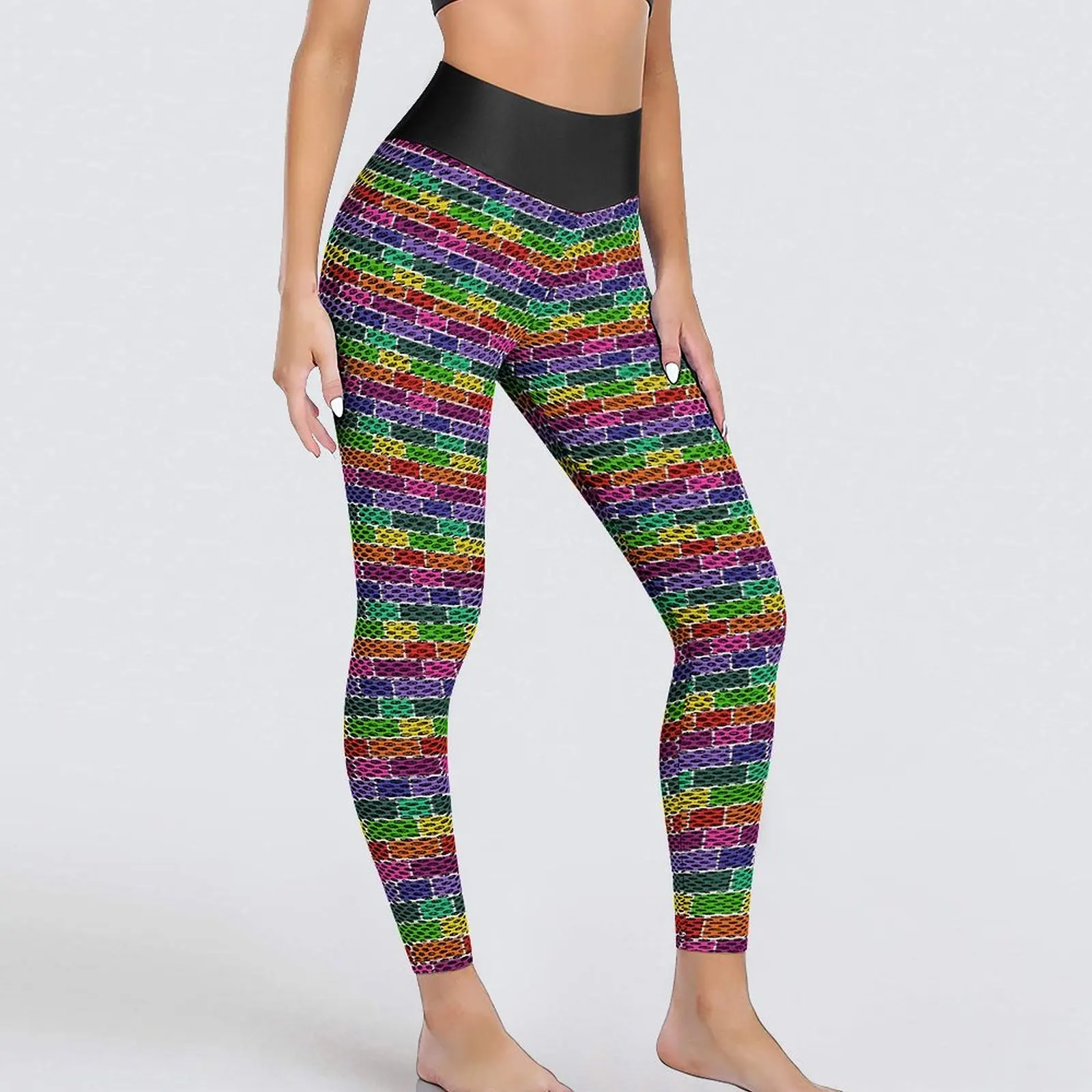 

Штаны Для Йоги в стиле ретро с модным принтом, сексуальные неоновые леггинсы с геометрическим рисунком, женские бесшовные спортивные колготки с завышенной талией
