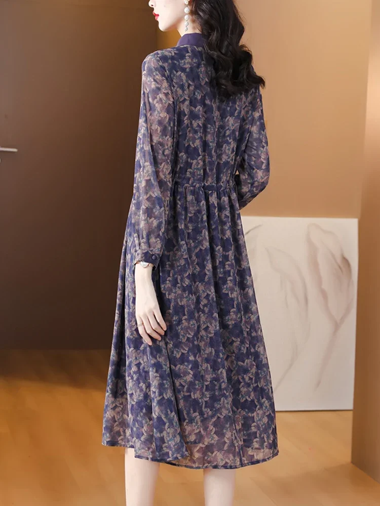 Женское Сетчатое платье-поло с длинным рукавом Элегантное повседневное