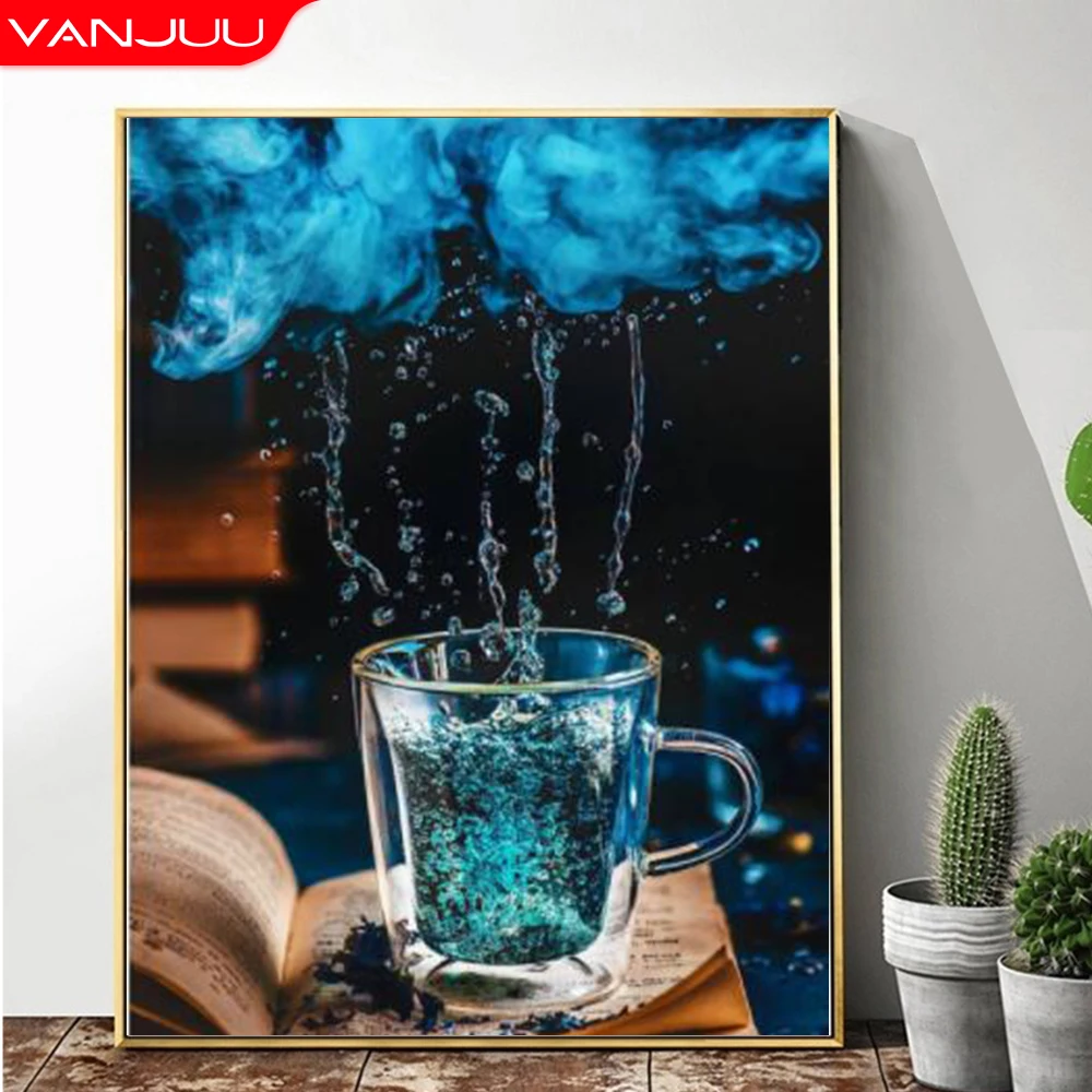 

5D Diamond Painting Abstract Diamond Mosaic Cup Book Lover Embroidery Rhinestone Bookworm Home Decor Gift