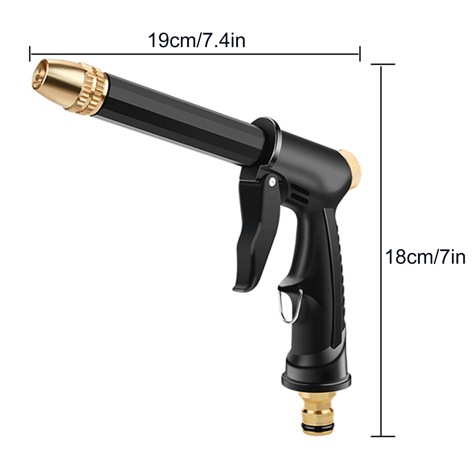

High Pressure Water Gun Large Water Flow Metal Brass Nozzle Auto Garden Lawn Cleaning Hose for Home Cleaning and Garden Watering