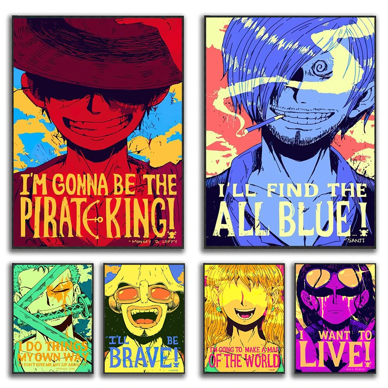 

Anime Poster Wall Art Nordic Posters and Prints Luffy Zoro Chopper Canvas Painting Print Picture for Children Room Home Decor