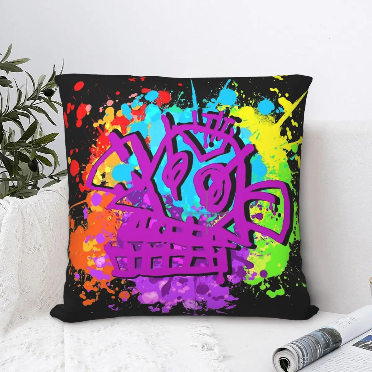 

Arcane Jinx Monkey Graffiti Cojines Throw Pillow Case Cushion Home Sofa Chair Print Decorative Coussin