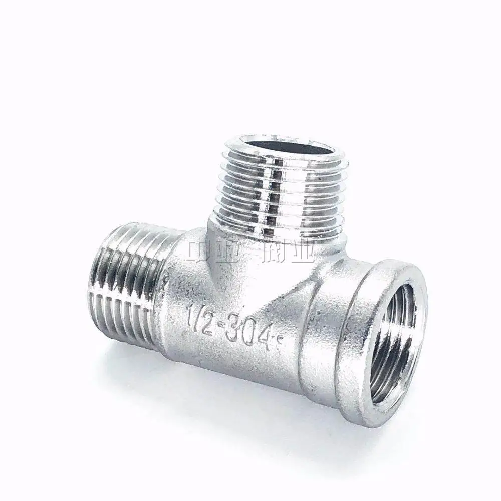 

male+male+Female Threaded 3 Way Tee T Pipe Fitting 1/2" 3/4" 1" BSP Threaded SS304 Stainless Steel