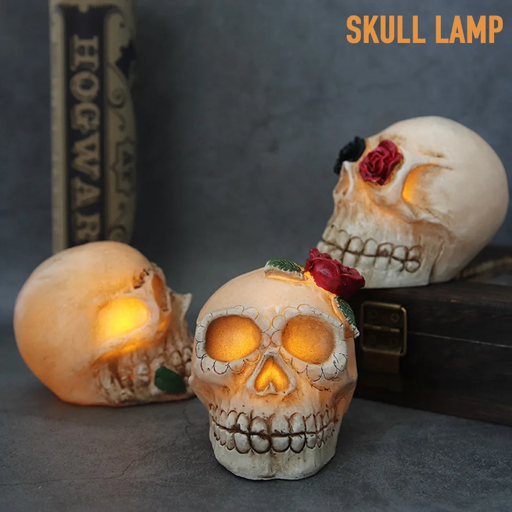 Skull Lamp Creative Party Ornament Home Horror Decoration Halloween Accessories Living Room Atmosphere Lamp Bedroom Night Light