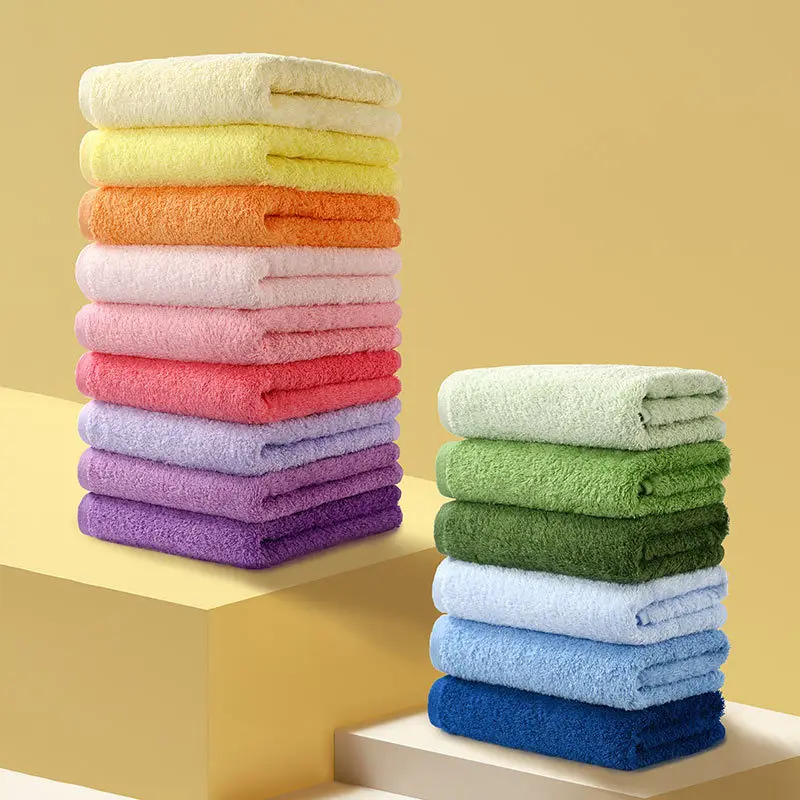 Increases Water Absorption Adult Bath Towel Solid Color Golden Silk Soft Affinity Face Towel