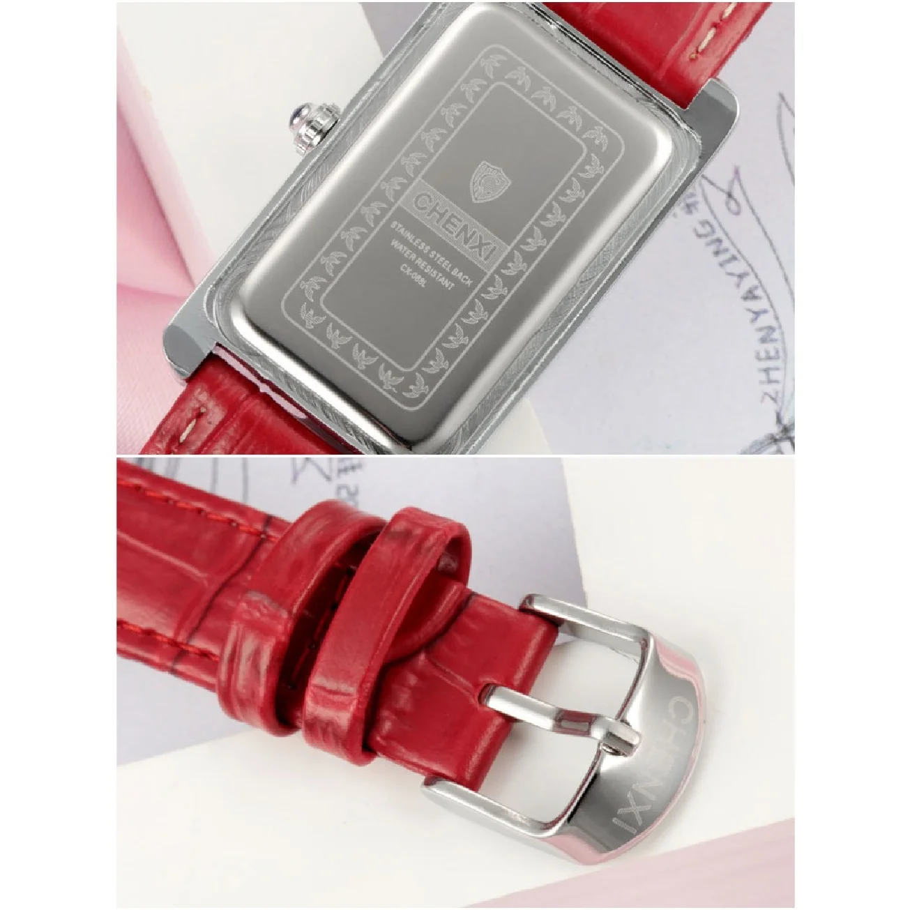 CHENXI Women's Red Leather Watches Women Fashion Simple Luxury Brand Analog Quartz Watch Ladies Small Fresh Classic Wristwatches enlarge