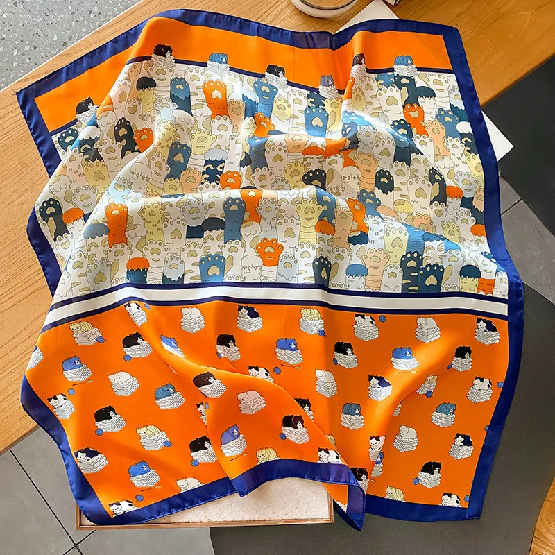 

Платок женский Шелковый, модный квадратный шарф для офиса, для официанток, для стюардесс, 70 Х70 см