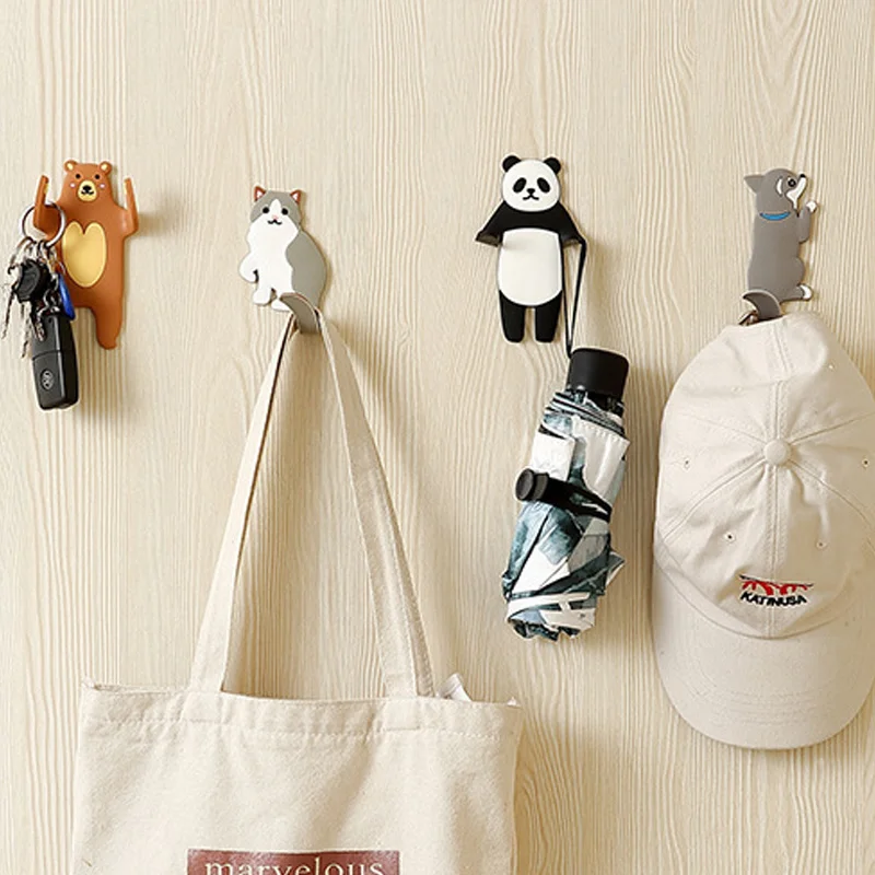 

Настенный крючок в виде милых животных, кошки, вешалка для дверей, ключей, сумок, настенный крючок, стеллаж для украшения дома, крючок для хра...
