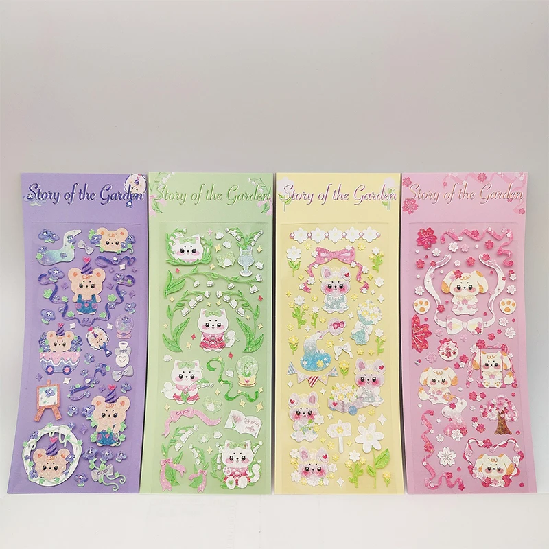 Корейские милые наклейки в стиле Ins с изображением сакуры щенка Гоо для открыток
