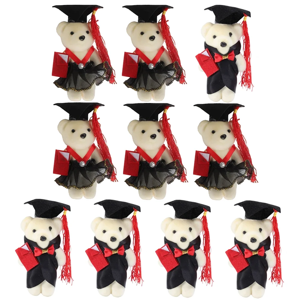 

10 Pcs Dr. Bear Plush Baby Decorations Bouquet Gift Plush Bouquet Non-woven Fabric DIY Bear Accessories Bear
