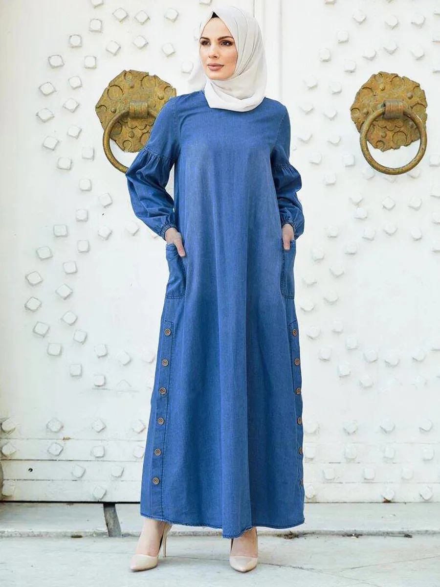 Abaya Дубай мусульманский хиджаб длинное джинсовое платье макси для женщин Кафтан Марокко Турция ислам одежда длинное женское платье Caftan