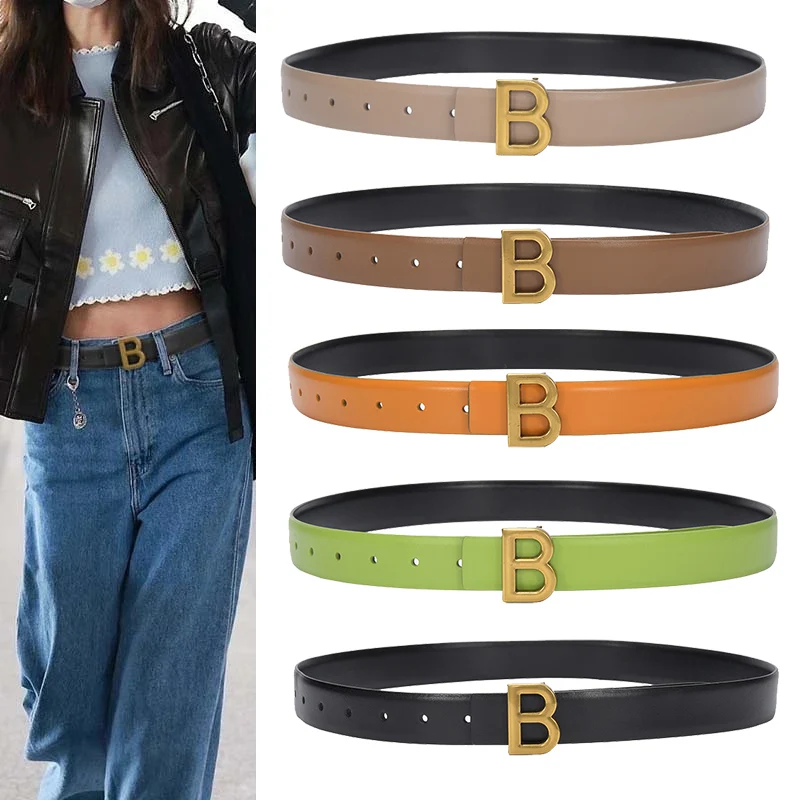 

Реверсивный ремень из натуральной кожи, модные повседневные аксессуары для платья, роскошный брендовый детский женский пояс, джинсы