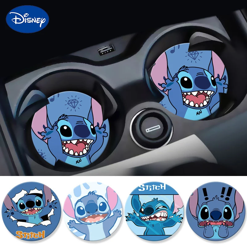 

Disney Stitch Car Cup Holder Anti Slip Insert Coasters Pad Anime Cartoon Figure Cute Auto Interior Accessories Ornaments Coaster