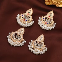 exotic ethnic style exaggerated earrings retro palace style luxury colored diamond earrings wholesale wedding accessories