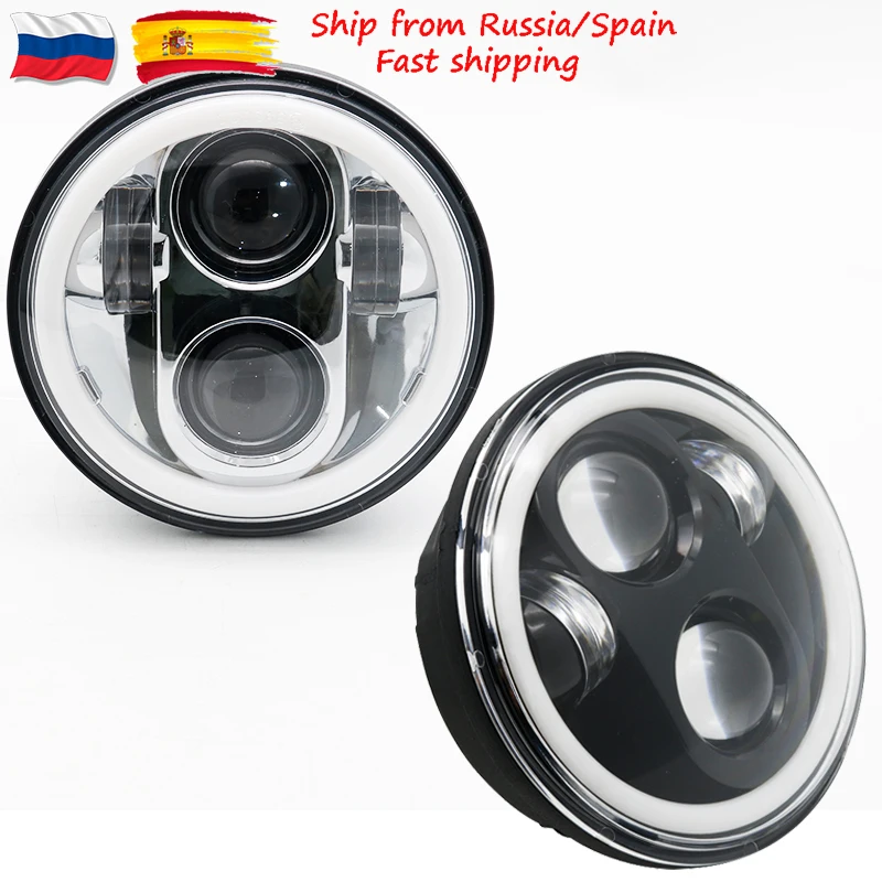 Круглый светодиодный налобный фонарь 5 75 дюйма с кольцом-гало DRL желтый сигнал