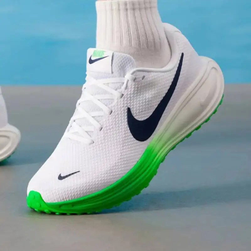 Фото Горячая новинка 2026: Мужские кроссовки Nike бело-зеленые для бега, с амортизирующей толстой подошвой, легкие, для уличного спорта, HJ9198-111 №3