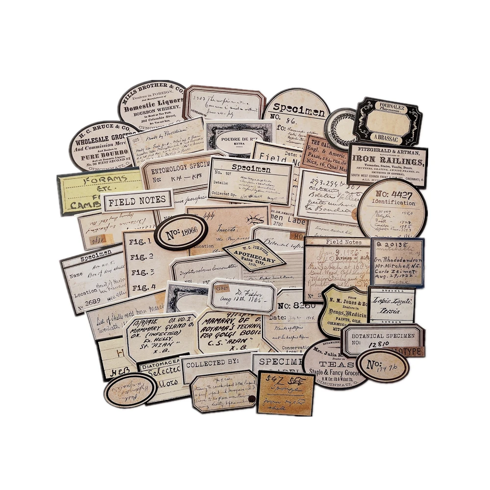 48 шт. винтажные наклейки на английском языке