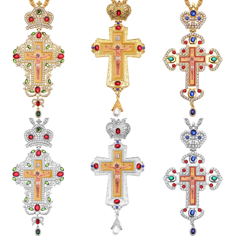 

Jesus Cross Necklace Priest Orthodox Prayer Church Utensils Chrismtas Catholic Virgin Mary Icon