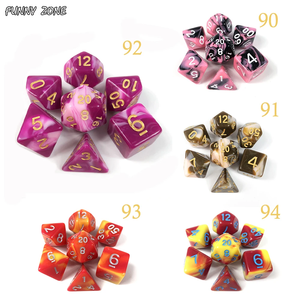Набор из 7 штук цифровых кубиков разных цветов из акрила для игры DNDGame RPG Games Club Pub Party Board Game Children Adults on.