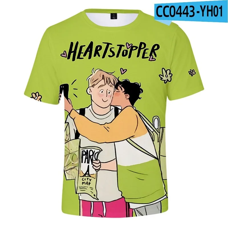 

Heartstopper 3d Anime Print T-shirt Men Women Summer Street Casual O-neck Short-sleeved Oversized Breathable Bottoming Shirt Top