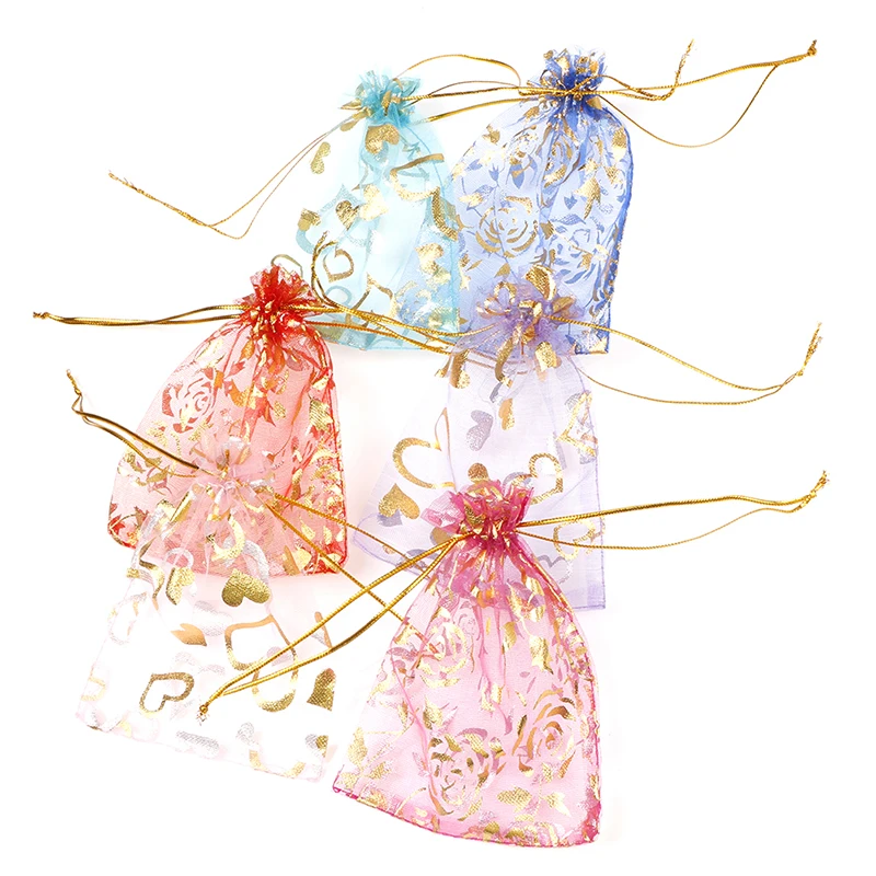

50Pcs/lot Colorful Drawstring Organza Bags Jewelry Packaging Bags Candy Wedding Party Bags Wholesale Gifts Pouches Wholesales