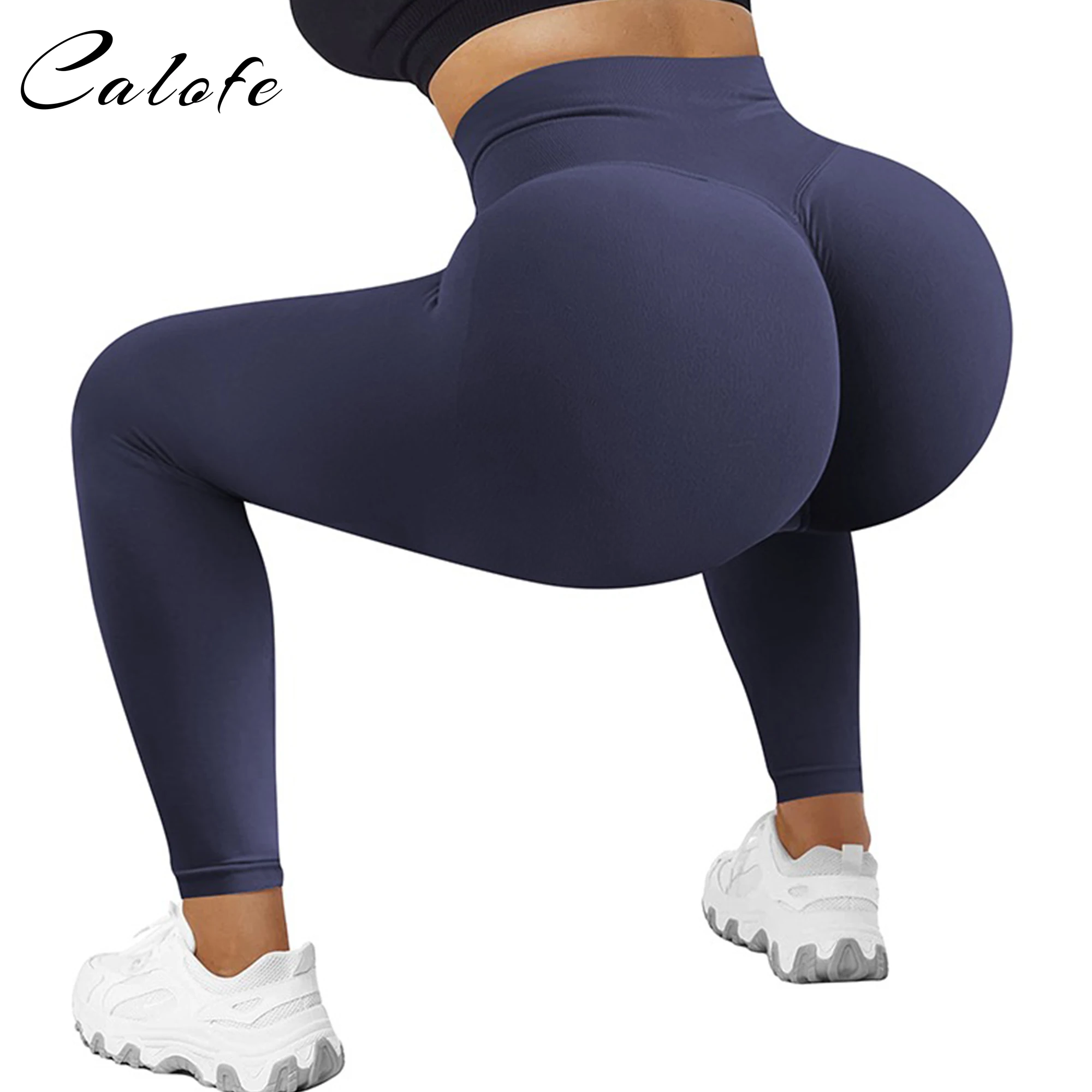 

2023 Seamless Knitted Fitness GYM Pants Women's High Waist Yoga Pants Hips Tight Peach Buttocks High Waist Nude Workout Leggings