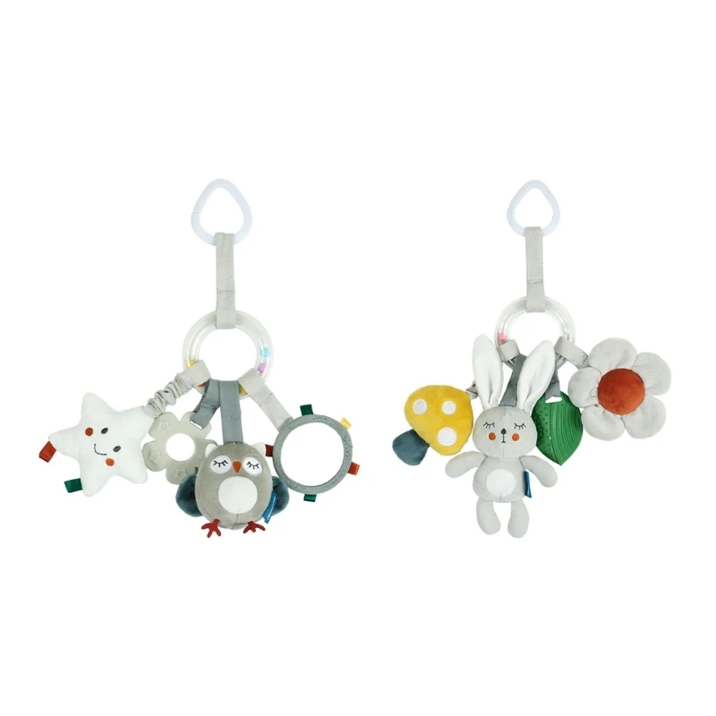 

0-12 Months Plush Infant Toy Baby Development Animal Handbells Rattles Handle Toy Stroller Hanging Teether Baby Toy