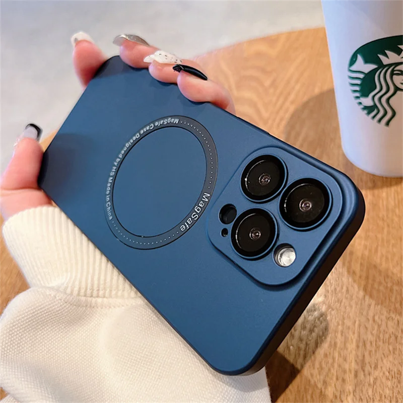 

Thin Matte Magsafe Magnetic Wireless Charging Hard PC Case For iPhone 13 12 Pro Max 13Promax 12Promax Slim Coque Lens Film Cover
