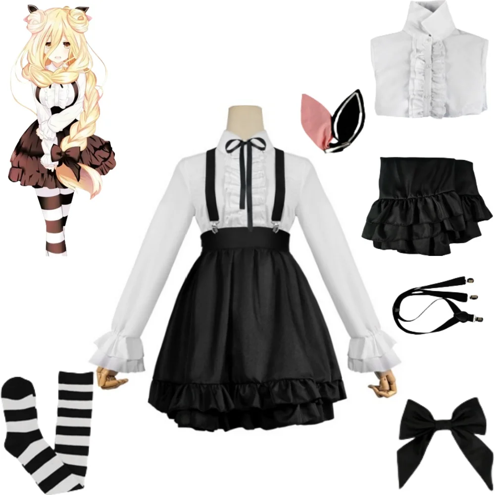 Hoshimiya Mukuro костюмы для косплея аниме Date Alive черно-белое платье женщин
