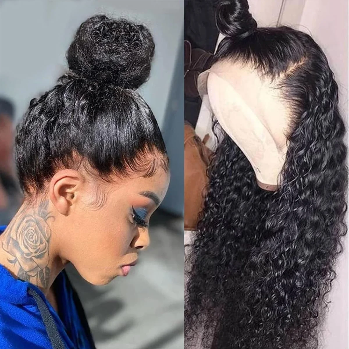 13x4 парики из человеческих волос с глубокой волной на сетке