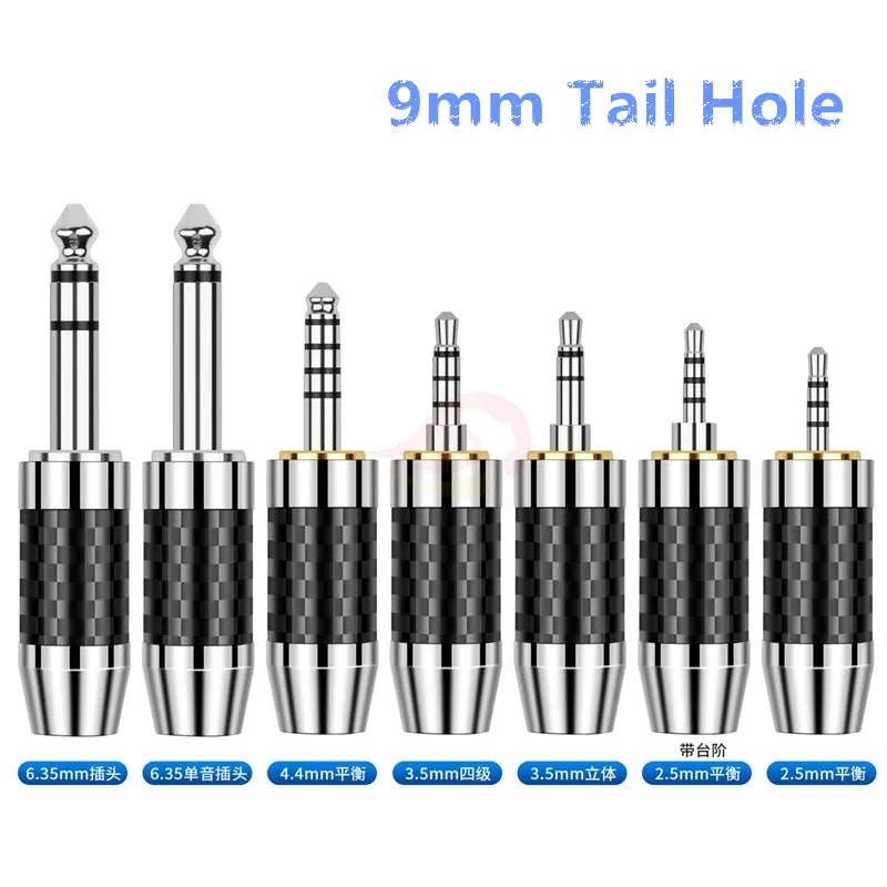 

Разъем для наушников 2,5 мм, 3,5 мм, 4,4 мм, 6,35 мм, 9 мм, с родиевым покрытием из углеродного волокна, разъем для наушников Hi-Fi, аудиоразъем 2,5, провод...