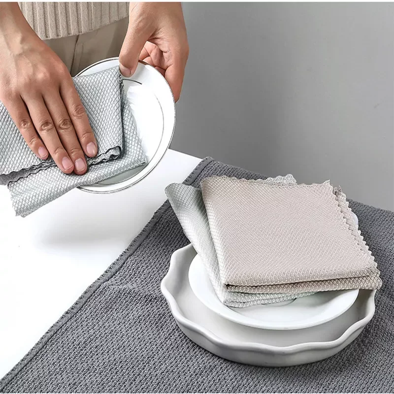 

Kitchen Anti-Grease Wiping Rags Efficient Fish Scale Wipe Cloth Cleaning Cloth Home Washing Dish Cleaning Towel