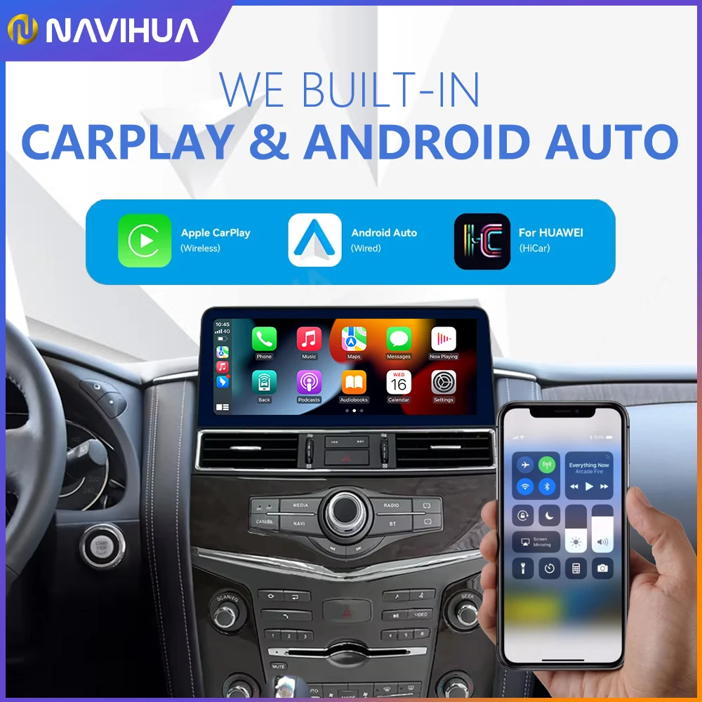 

12,3-дюймовый Android автомобильный радиоприемник с GPS-навигацией, мультимедийный стерео автомобильный DVD-плеер для Nissan Armada Patrol Y62 Infiniti QX80 2010-2020