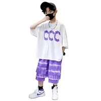 big boys summer clothing sports sets letter t shirtshort pants 2pcs suits boys streetwear clothes 5 6 7 8 10 11 13 14 years old