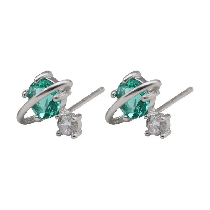 

Retro Green Asteroid Earrings 925 Silver Needles All-match Personality Sweet and Cool Earrings for Women Luxury Jewelry Gifts
