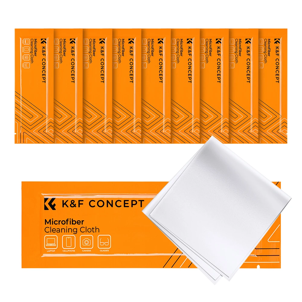 

K&F Concept 10 Pack Individually Vacuum Wrapped Microfiber Cleaning Cloths for Camera Lens Glasses Phones LCD Screens and More