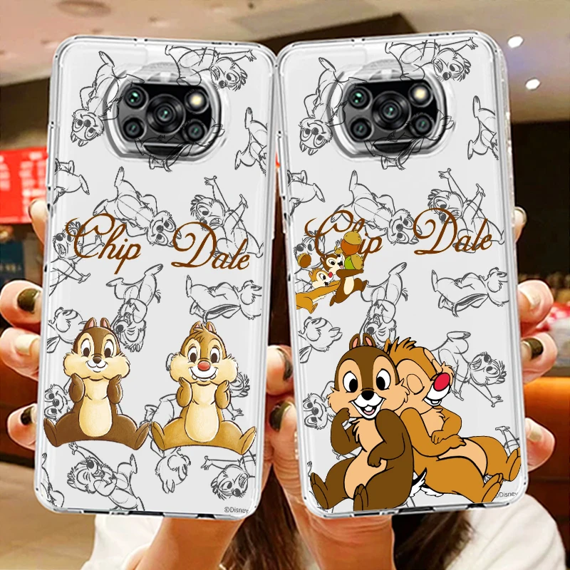 

Chip 'n' Dale Bambi Transparent Phone Case For Xiaomi Mi Poco X5 X4 X3 NFC F4 F3 GT M5s M4 M3 Pro C55 C50 5G