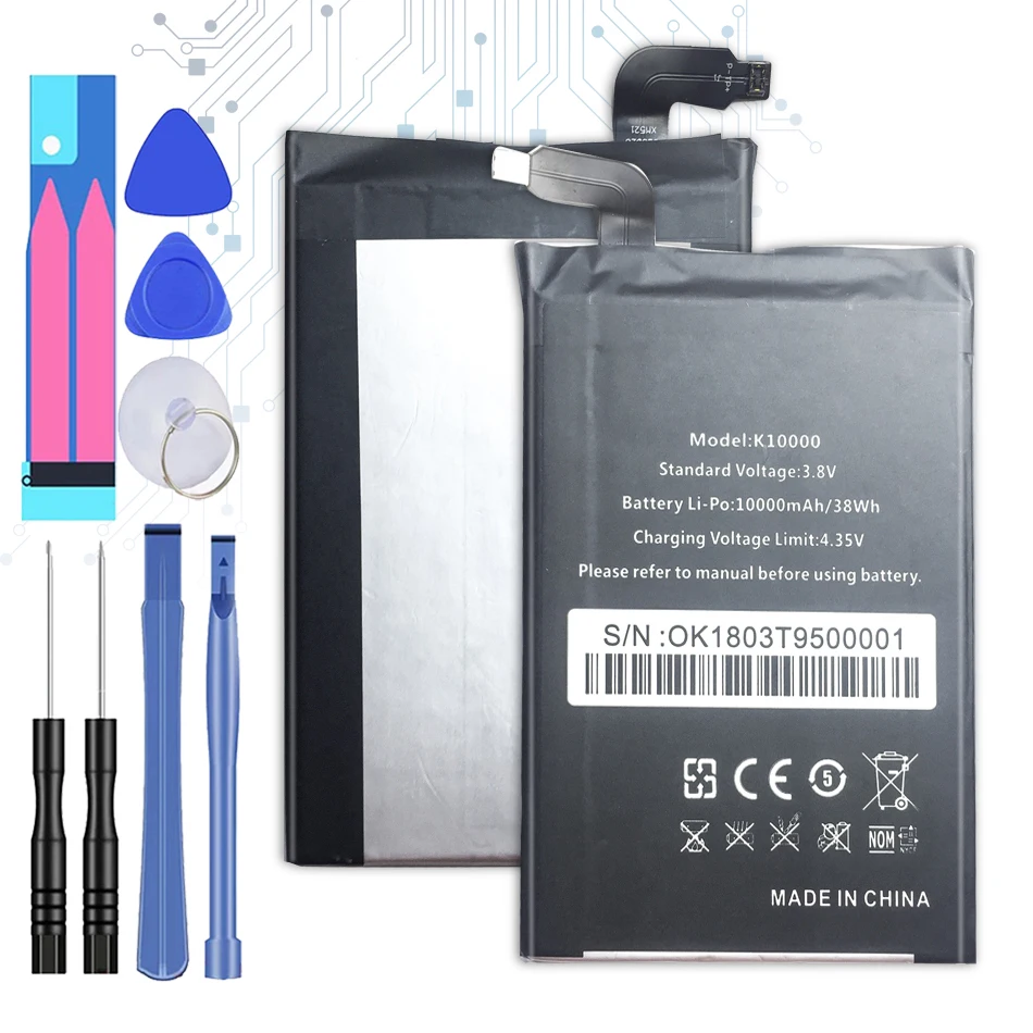 

k 10000 10000Mah Battery High Quality Real Replacement Battery For OUKITEL K10000 MTK6735P Bateria + free tools